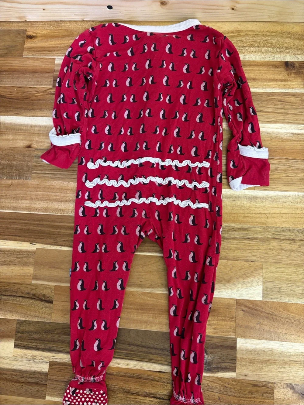 Kickee Pants Red Penguin Print Footed One-Piece
